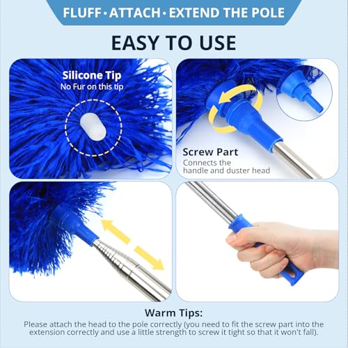 Extendable Microfiber Duster with Bendable Head for High Ceilings & Fans