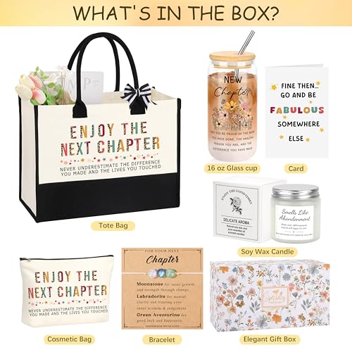 Farewell Goodbye Going Away Gifts for Coworkers Women - Gift Box with Cup, Tote, Makeup Bag & Bracelets (This listing: Farewell Gifts For Coworkers)
