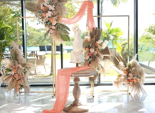 FXKS 12-Pack Coral Cheesecloth Table Runner 20x120 Inch - Elegant Wedding & Event Decor