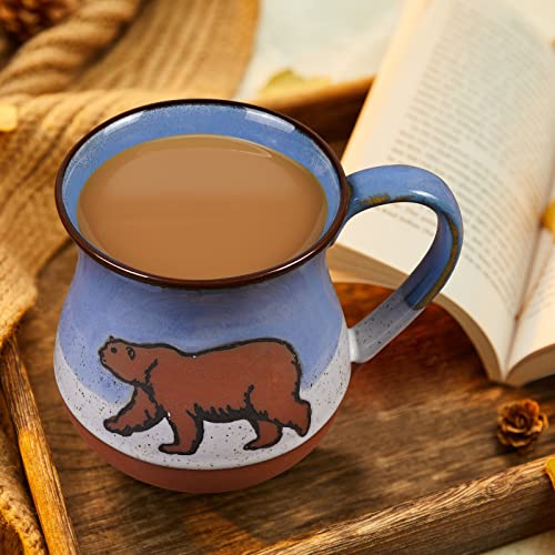 MPotTo 16 oz Ceramic Polar Bear Mug - Blue Coffee & Tea Cup, Dishwasher & Microwave Safe