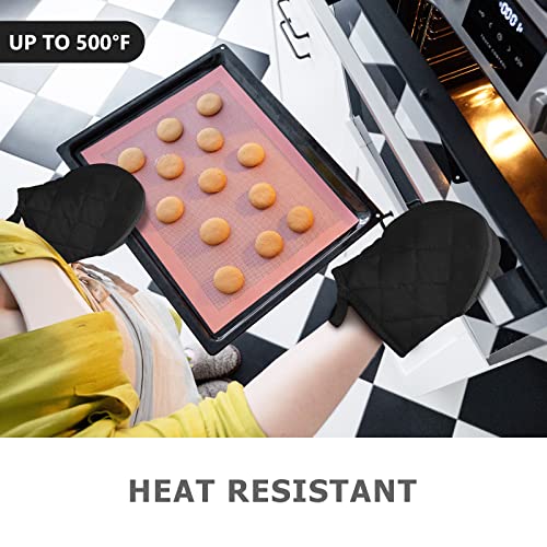 Short Silicone Oven Mitts, Heat-Resistant Kitchen Gloves with Non-Slip Grip