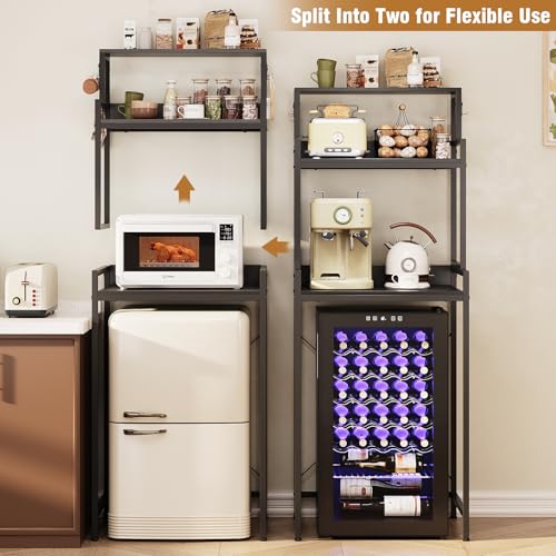 Espelism 3-Tier Mini Fridge Stand & Microwave Rack - Adjustable Kitchen Shelving
