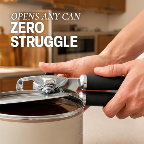 Heavy Duty Stainless Steel Manual Can Opener with Soft Grip Handle