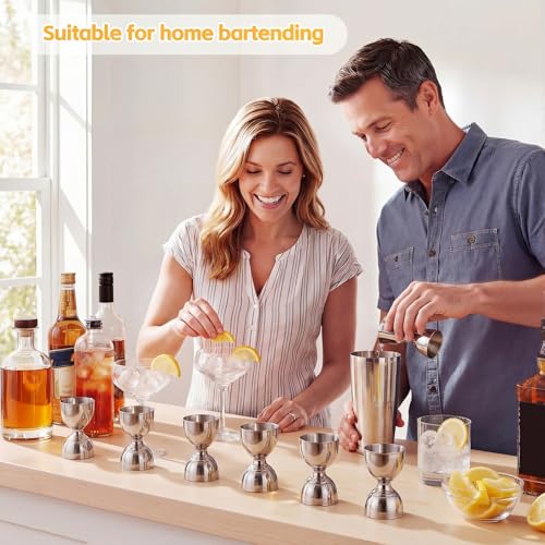 LOYIM 1 oz & 2 oz Stainless Steel Bell Jigger Set - 6-Piece Cocktail Measuring Tools
