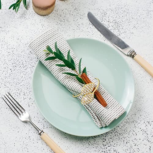 Hotop 250Pcs Gold Napkin Rings Leaves Design, Rhinestone Accents – Table Decor
