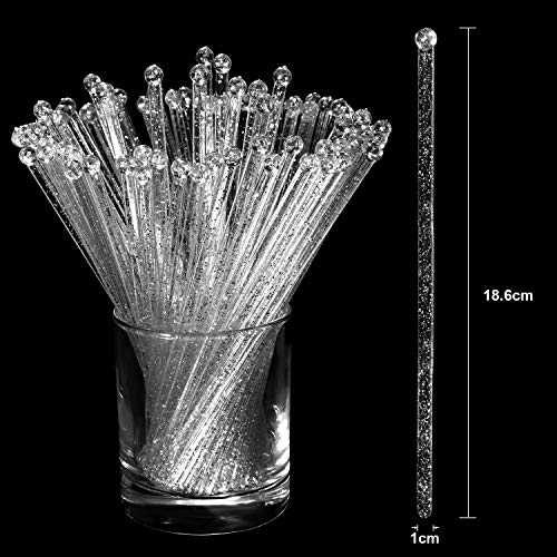 Honoson 100 Pcs Silver Plastic Swizzle Sticks with Ball Top for Drinks