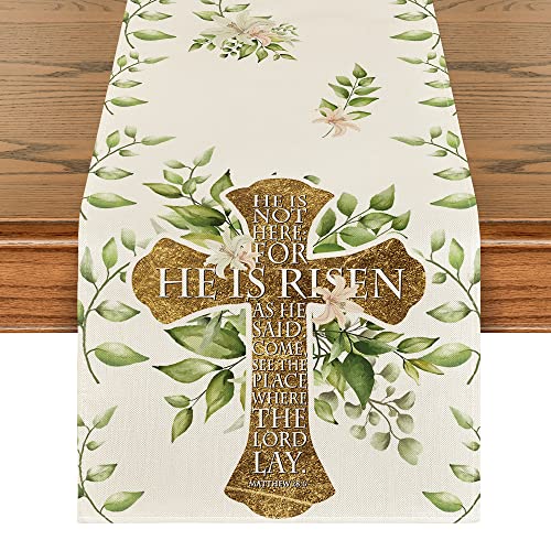 Artoid Mode Easter Table Runner 13 x 108 Inch Off White Spring Holiday Decor