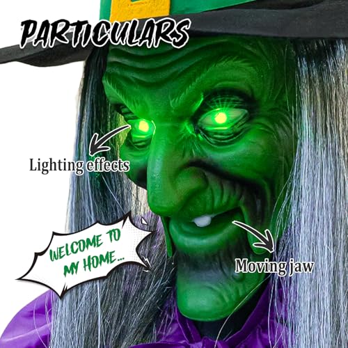 11.5 Ft Animated Hovering Witch Animatronic - Motion & Sound Prop