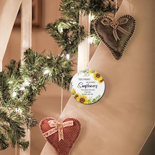 Friendship Gift Ornament - 3-Inch Sunflower Keepsake for Best Friends, Women, Sister, BFF, Christmas Hanging Decor with Gift Box