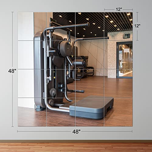 Self-Adhesive Real Glass Mirror Tiles - 12x12 Inch, 16-Pack Frameless Wall Decor