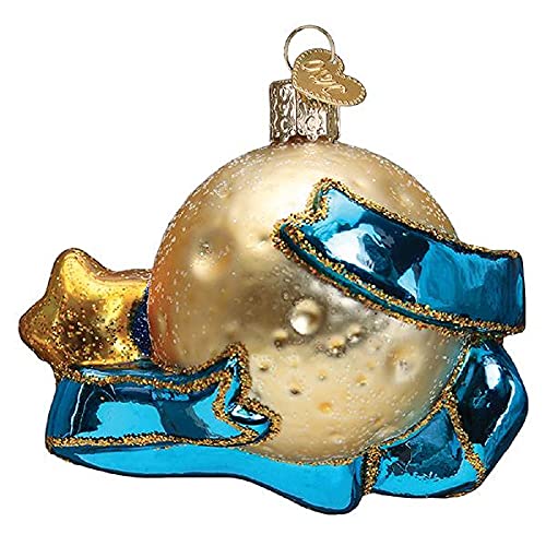 Moon and Stars Glass Christmas Ornament, Handcrafted Holiday Keepsake