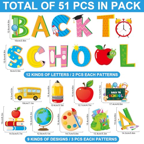 51-Piece Back to School Bulletin Board Cutouts Classroom Decorations