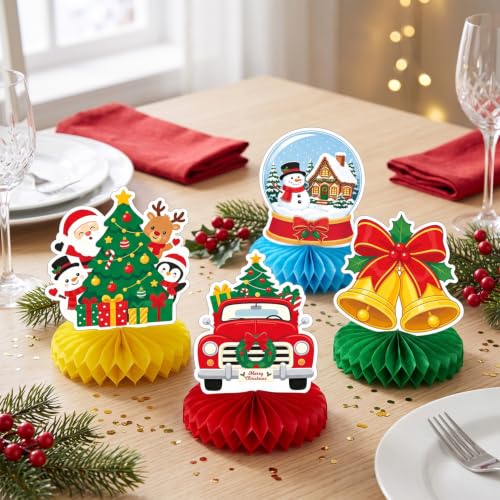 Christmas Honeycomb Centerpieces 12Pcs Set – Actilize Christmas Decor (Variation: THIS listing: Christmas)