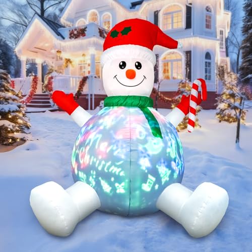 HFO 6ft Tall Christmas Snowman Inflatable with Music & LED Lights Outdoor Decor