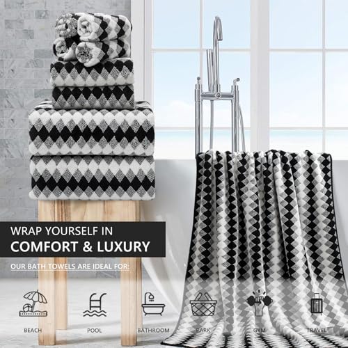 8-Piece Microfiber Bathroom Towel Set, Oversized Bath Sheets and Washcloths