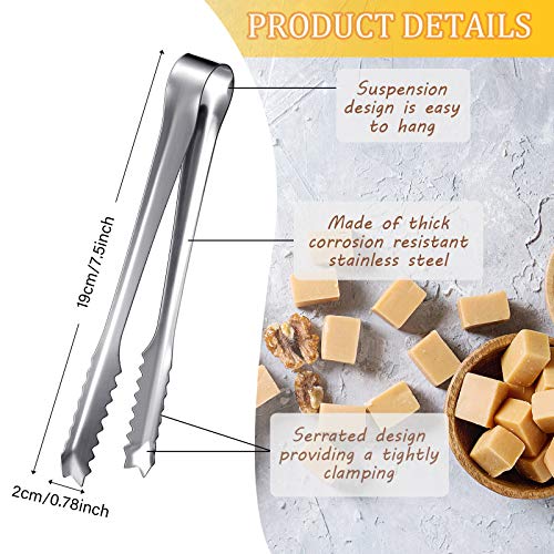 10-Piece Stainless Steel Ice Tongs with Sawtooth Grip - 7.5 Inch Bar & Restaurant Serving Tongs