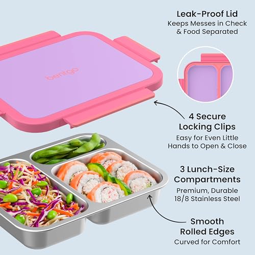 3-Compartment Stainless Steel Lunch Box, Leak-Proof Food Container