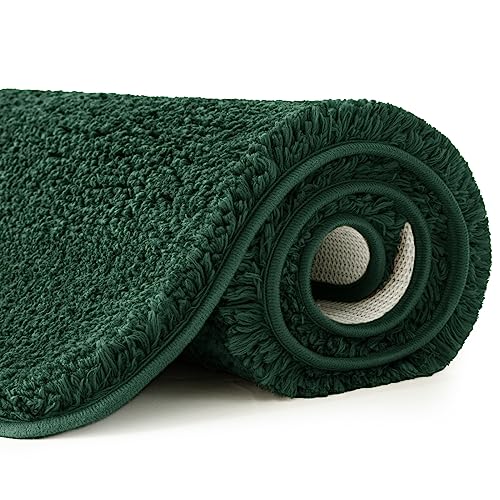 MIULEE Dark Green Bathroom Rugs Set 2-Piece 16x24 Soft Microfiber Non-Slip