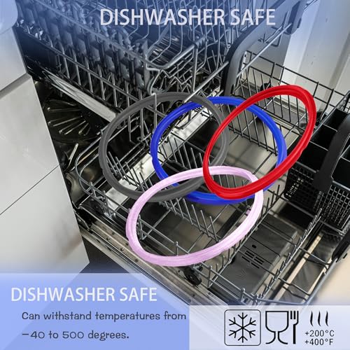 4-Pack 6 Qt Silicone Sealing Rings with Float Valve Seals for Pressure Cookers