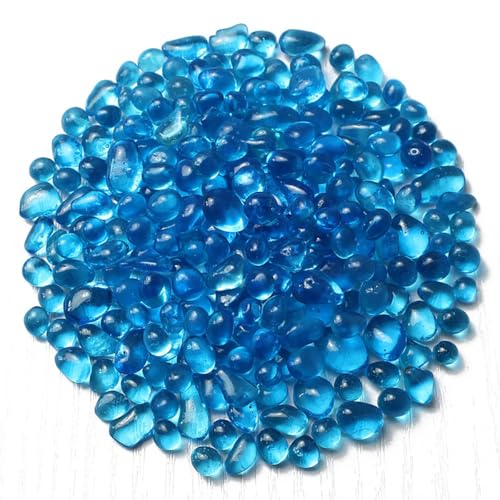 Lake Blue Glass Pebbles 1 lb - Irregular Sea Glass Stones for Vases & Aquariums