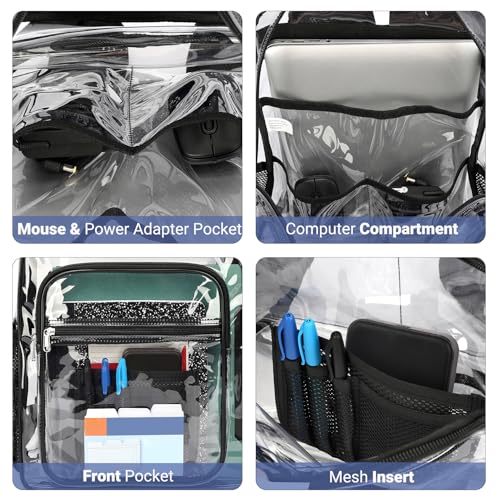 Heavy Duty Clear Backpack for School - Large Transparent PVC Bookbag