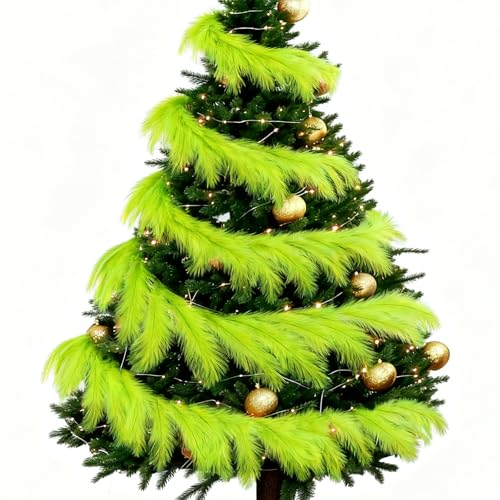 9 Ft Lime Green Pampas Grass Christmas Garland - Lemon Green 9ft Boho Wreath