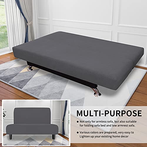 Medium Futon Slipcover Grey | Soft Stretch Furniture Protector
