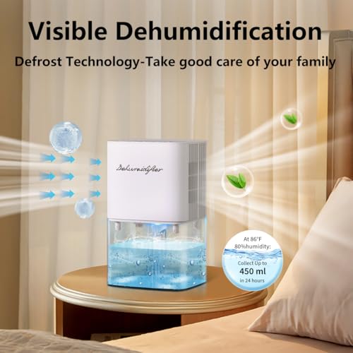 Small Dehumidifier for Bedroom & Bathroom 58oz Tank Auto Shut Off