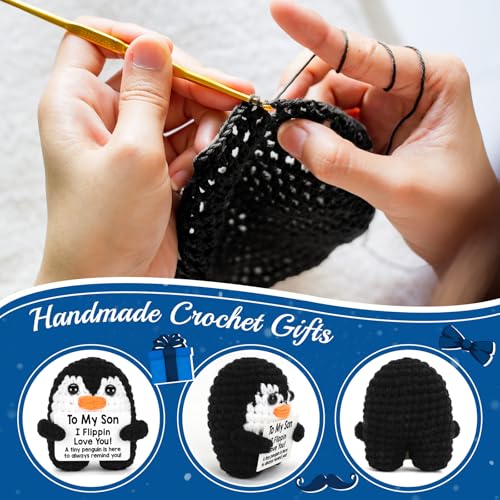 Handmade Crochet Penguin Gift for Son - Funny Pocket Buddy Keepsake