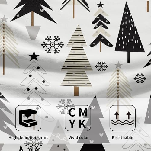 Aytipun Christmas Hand Towels Set of 2 Black Grey Xmas Tree Snowflake Print Winter Holiday Bathroom Decor