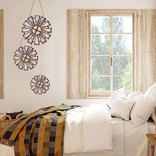 3-Piece Rustic Wood Windmill Wall Decor Set for Farmhouse Home Styling