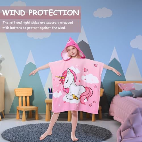MOKANI Kids Hooded Poncho Towel - Soft Microfiber Beach & Bath Robe (Ages 6-14)