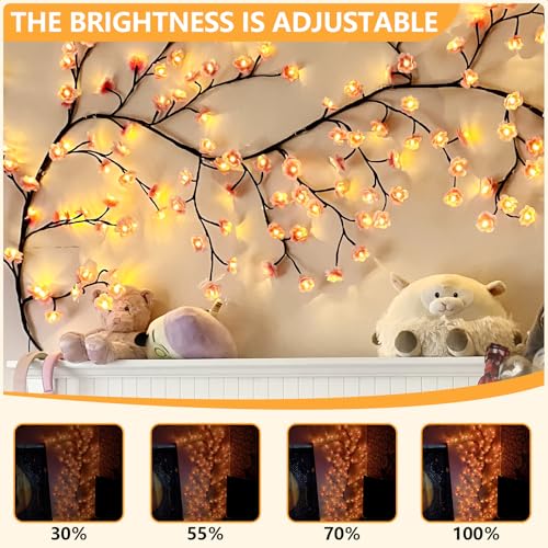 144 LED Pink Cherry Blossom Vine String Lights with Remote & Timer, 7.55ft