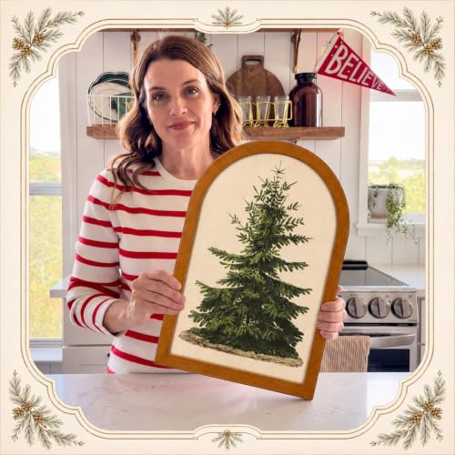 Qinyoung Rustic Wooden Christmas Tree Serving Tray 11" x 10" for Holiday Decor and Entertaining