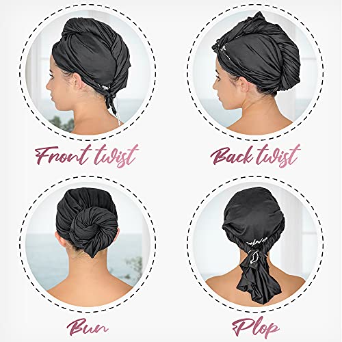 THE PERFECT HAIRCARE Black Microfiber Hair Towel Wrap - Large Fast Drying, Anti-Frizz, Super Absorbent for Women