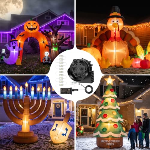 OHMANHE Replacement 2.5A Air Blower Kit for Inflatables with 10-LED Light, 3.0A Transformer | Black XL