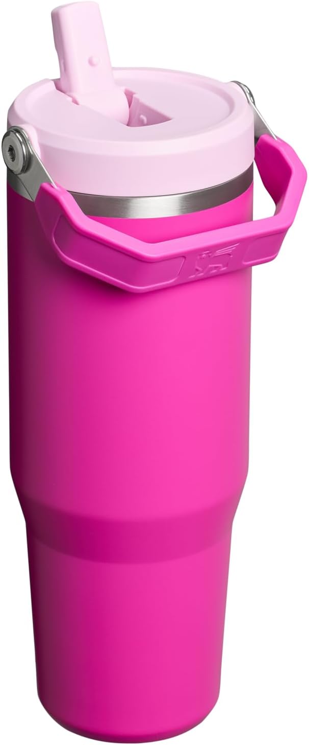 STANLEY IceFlow 2.0 Tumbler - 30 oz Insulated Water Bottle with Flip Straw & Handle | Violet Blossom