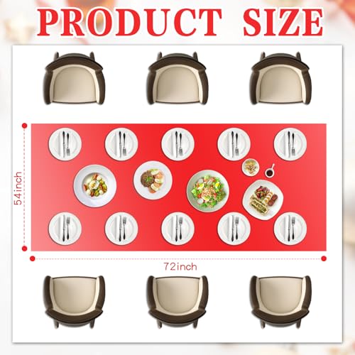 Mwellewm 3Pcs Red Disposable Foil Tablecloths 54x72 Inch for Christmas Parties