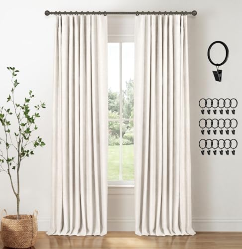 100% Blackout Curtains 84" Long - Thermal Insulated Linen Look Drapes (2 Panels)