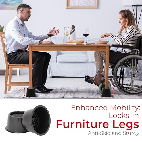 3-Inch Heavy-Duty Bed Risers - 8 Pack Round Furniture Lifts with Anti-Slip Pads