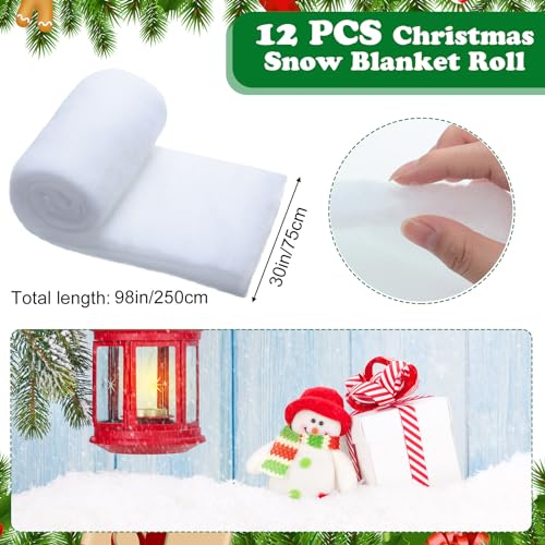 12-Pcs Christmas Fake Snow Blanket 30in x 8ft Winter Village Decoration