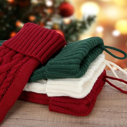 Xihongshi Red 18 Inch Personalized Knit Christmas Stocking - Large Cable Pattern