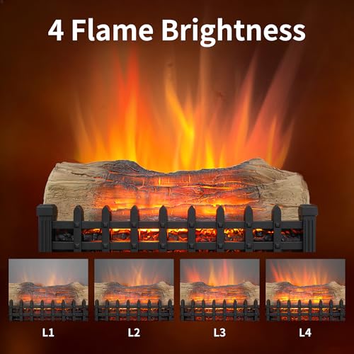 21-Inch Electric Fireplace Log Set Insert with Realistic Flame and Remote