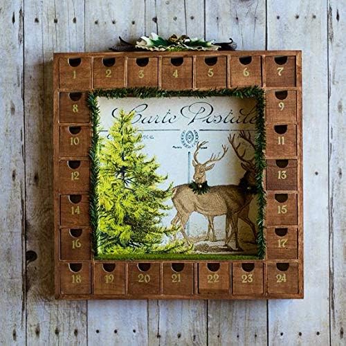Creative Hobbies 13-Inch Christmas Advent Calendar Shadow Box - Pre-Assembled with Removable Drawers | Unfinished Wood for DIY Gifts & Crafts