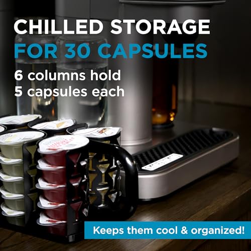 Bartesian Fridge Cocktail Capsule Carrier - Portable Storage Organizer for 30 Mixology Capsules - Stainless Steel Refrigerator Rack Dispenser for Cocktail Maker Machine - 10.5" x 5" x 5"