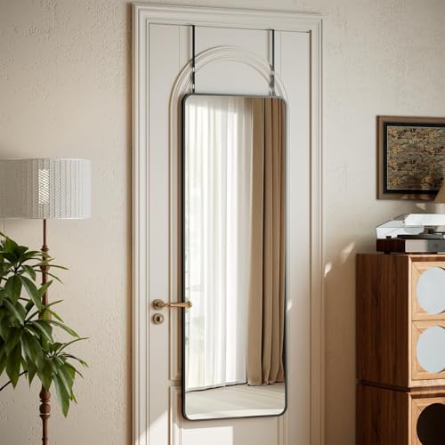 14"x48" Full Length Over The Door Mirror, Shatterproof Wall Mirror with Hangers