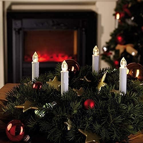 Skiennix Flameless LED Taper Candles - Battery Operated Mini Clip-On Lights with Remote Timer | 30PCS White