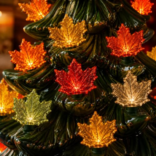 60 Pcs Maple Leaf Ceramic Tree Replacement Bulbs (5mm Stem, 6 Fall Colors)