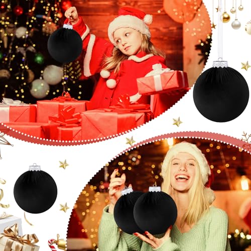 Rotatingpals Black 12-Pc Jumbo Velvet Christmas Balls Ornament Set 6 Inch