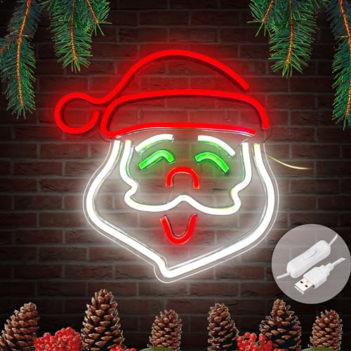 Santa Christmas Neon Sign Wall Decor USB Powered Neon Art Light for Home & Party